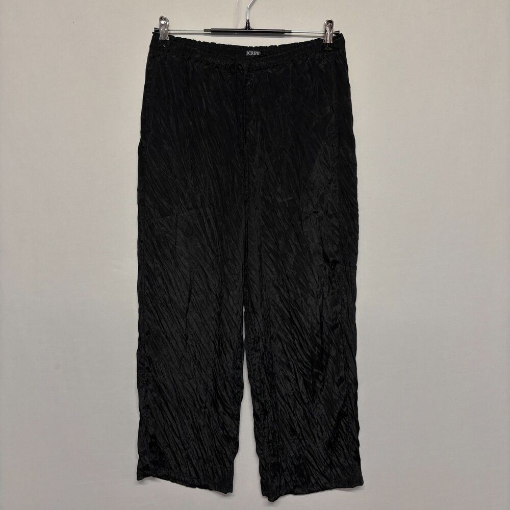 J Crew Women Wide Leg Crinkled Soleil Pants Size Medium Black SP25 CK704 D132 20